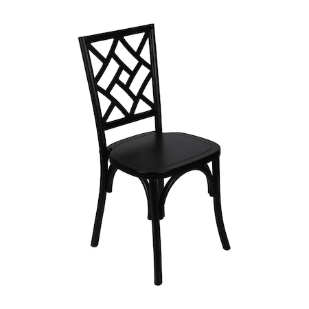 Flash Furniture Brooklyn Commercial Grade Black Solid Wood Stackable Dining Chair with Intricate Back Detail ZH-8100-5-BLK-GG